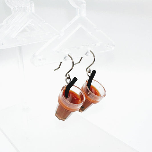 Boba Milk Tea Earrings with titanium hook