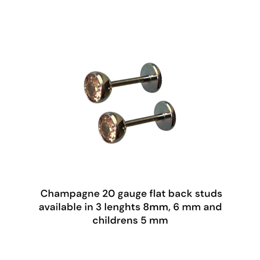 champagne titanium 4 mm 20 gauge zirconium flatback  stud in 3 sizes and childrens