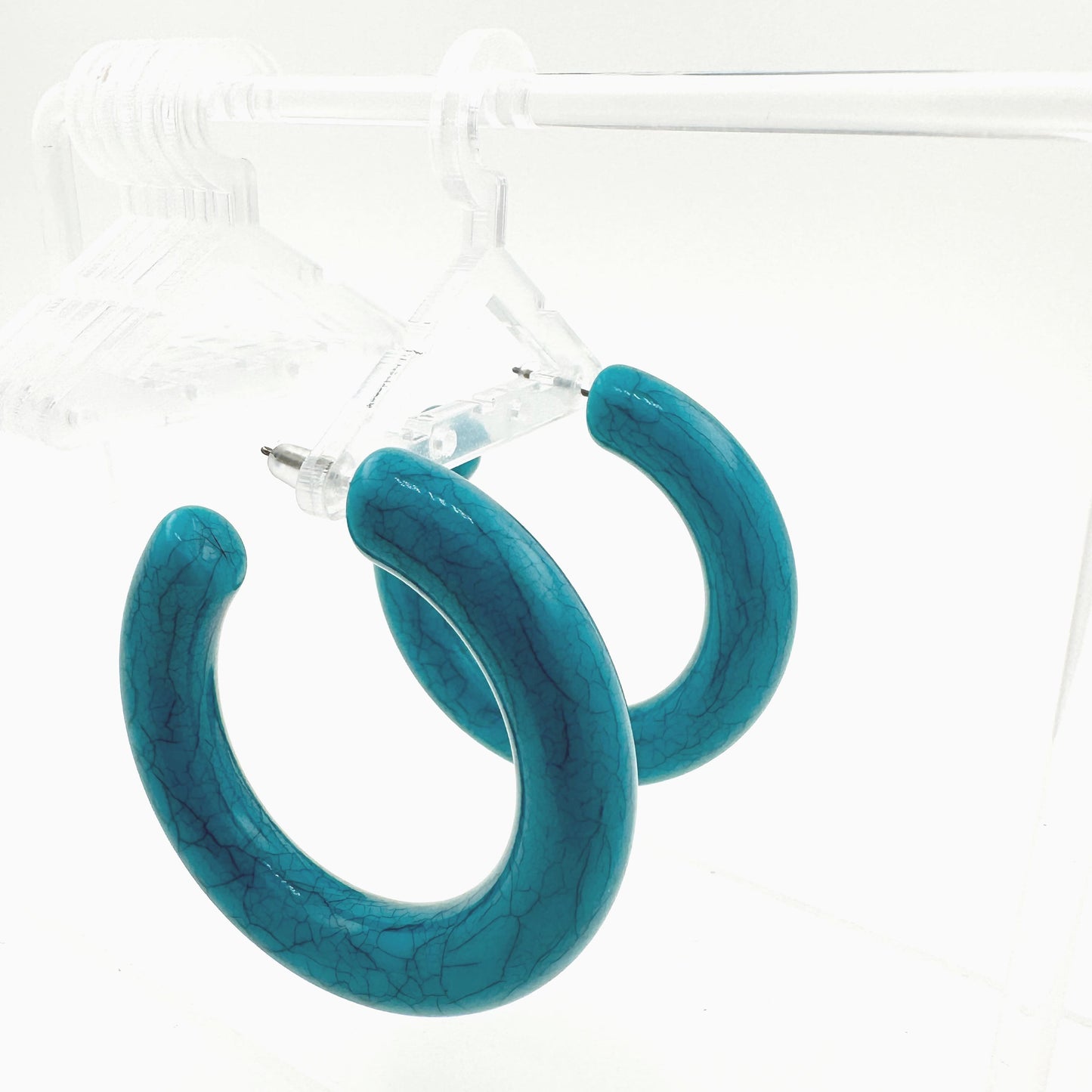 Large Sapphire Hoops . posts are made from titanium.