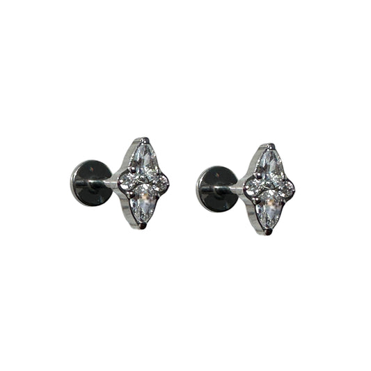 Titanium 4 gem flat back stud on a white background