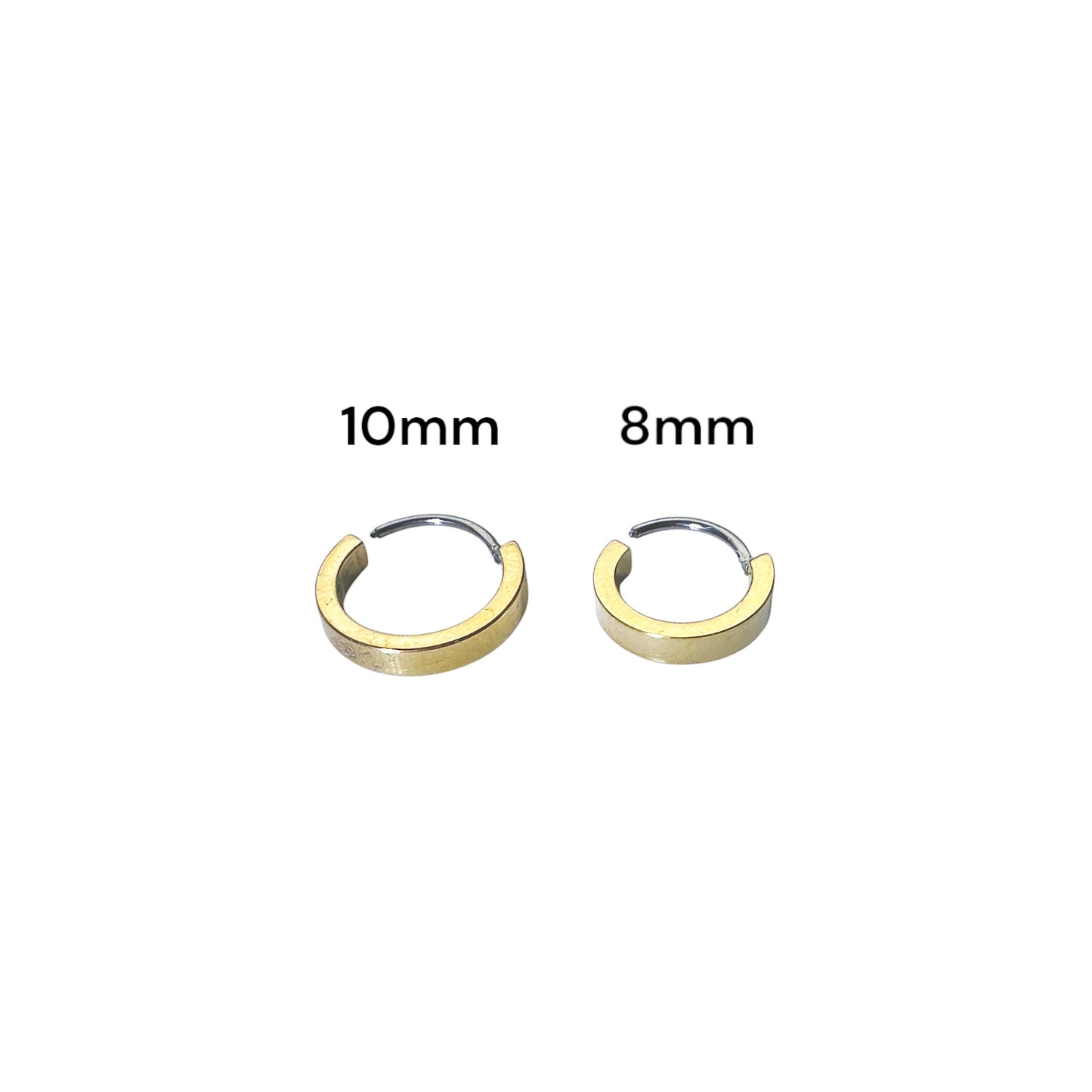 Petits anneaux en titane doré 8mm, 10mm