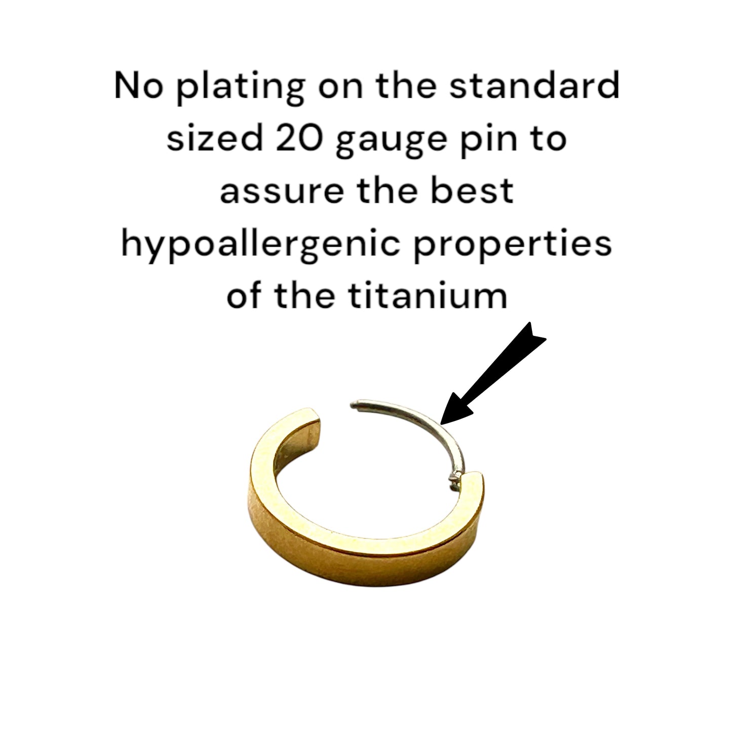 Gold titanium hoops on a white background with a description