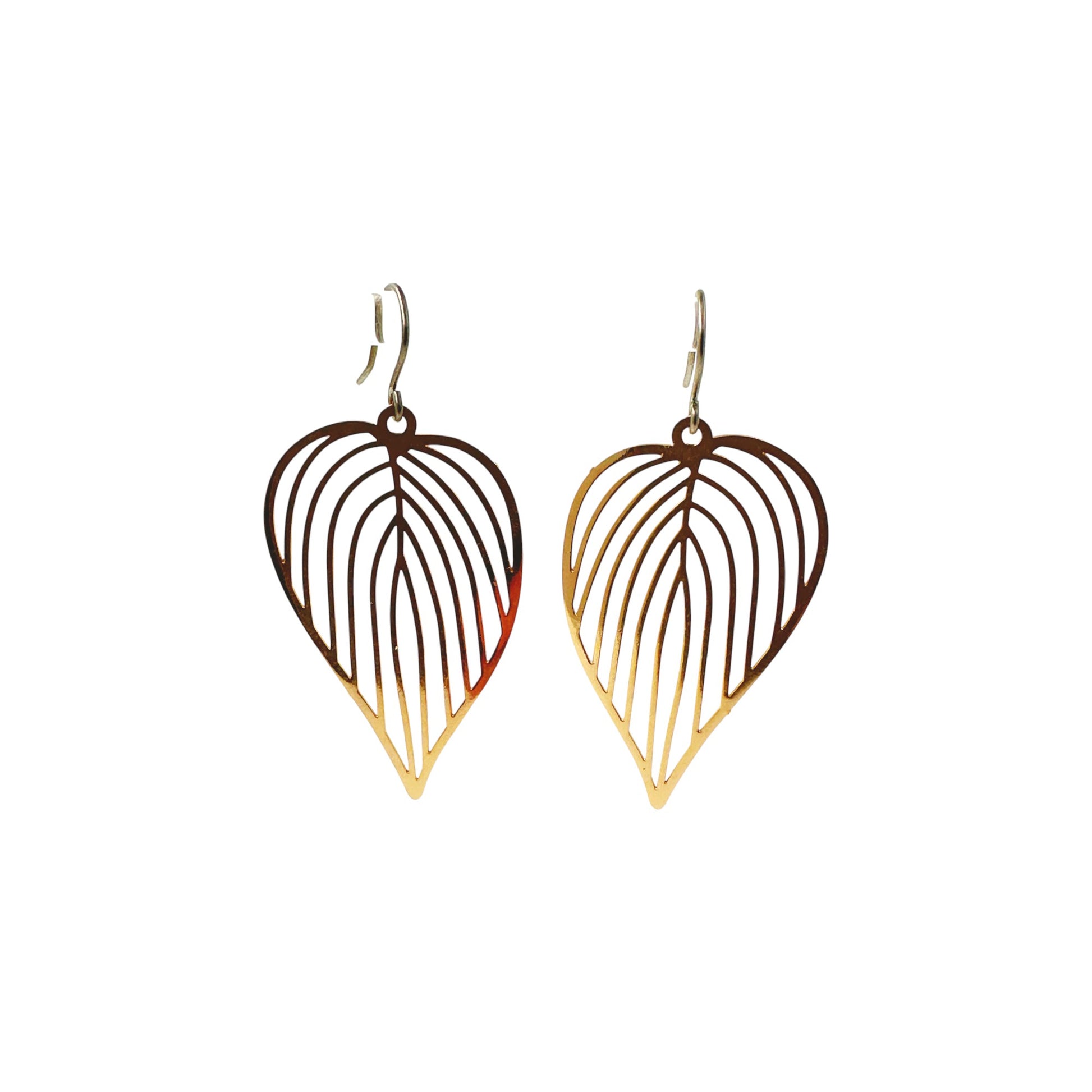 Tropical Leaves Earrings with titanium hook. on a white background