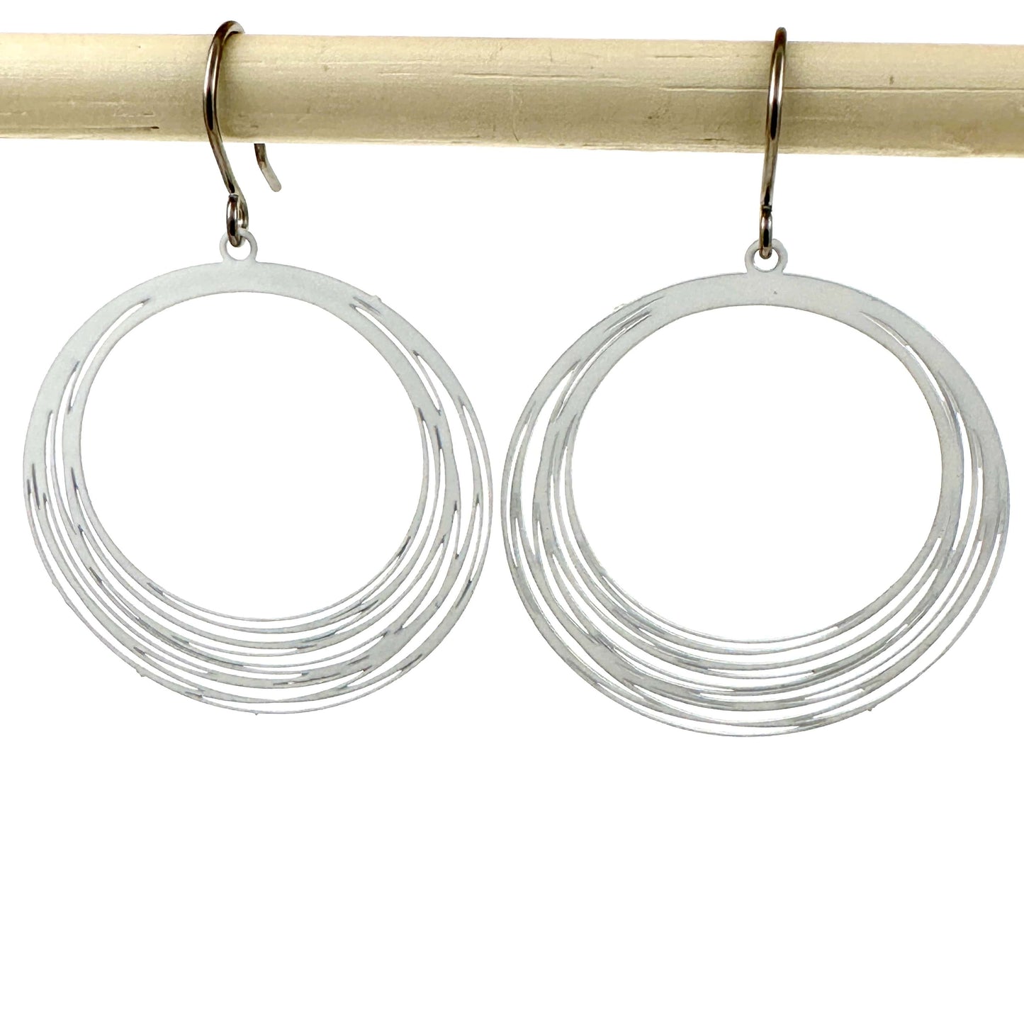 White String Ring earrings with titanium hook