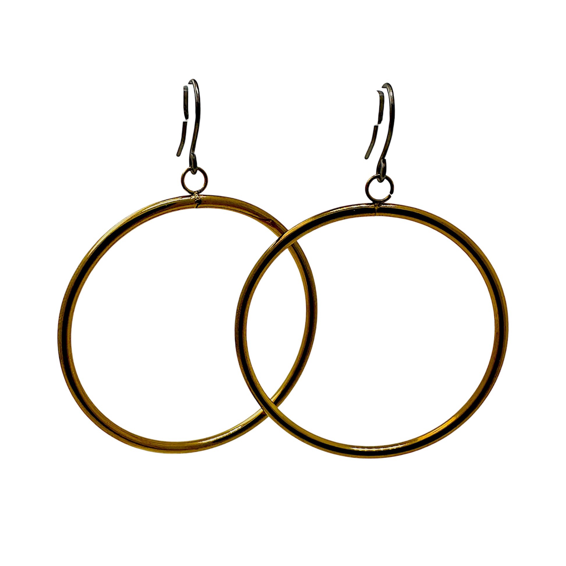 Titanium Hoop drop earrings gold 40mm Earrings for allergic reaction