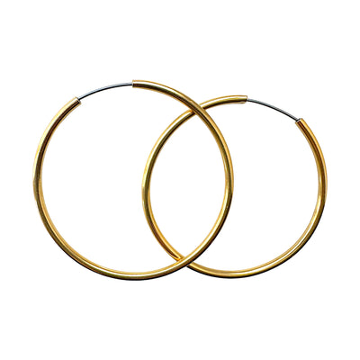Hoops made from titanium. Gold large titanium earring pair durable.