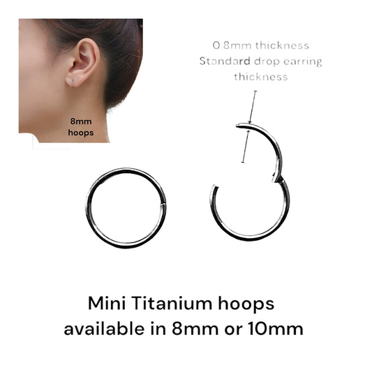 Titanium hoop Earrings 8mm 10mm Hypoallergenic for-Sensitive Ears