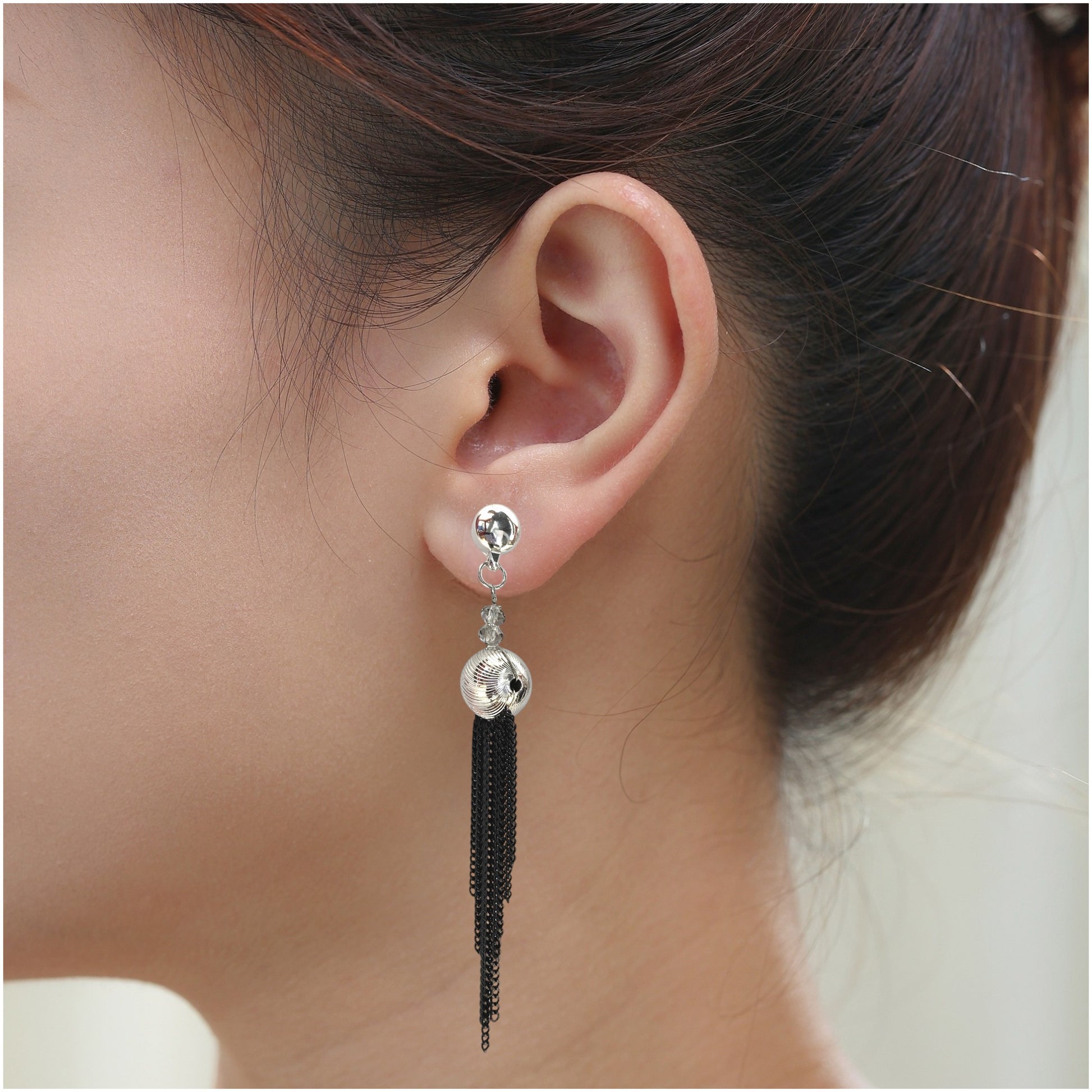 Tasselled Bead earring. Detachable earrings for a truly hypoallergenic jewellery on a young woman