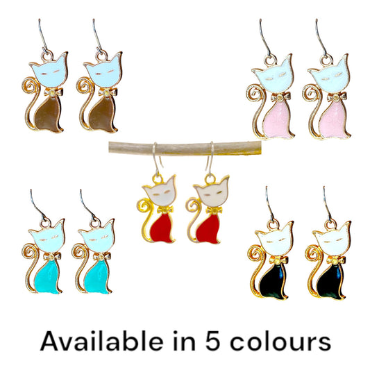 Cat Charm earrings. In 5 colours.