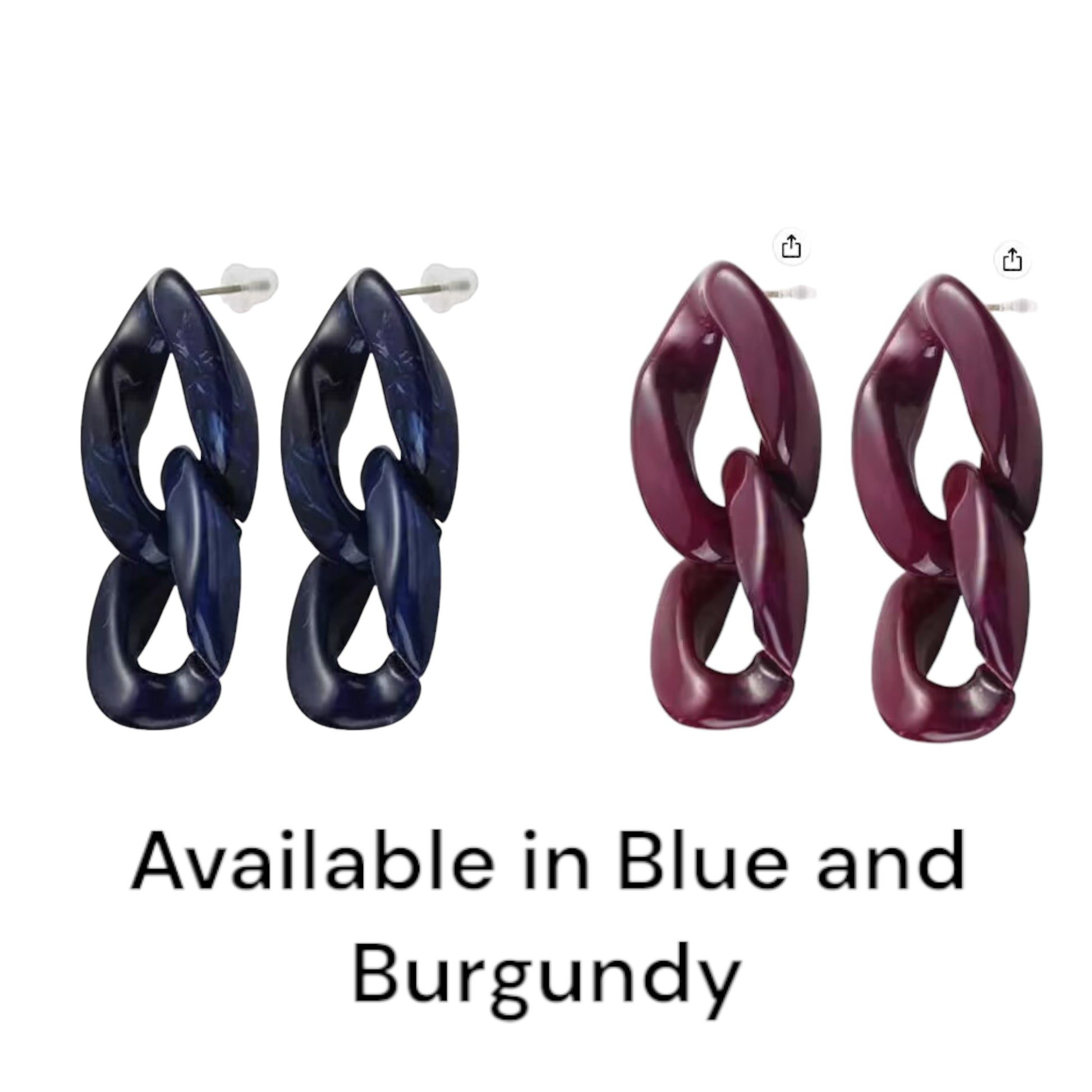 Burgandy and blue Chain Studs with titanium posts