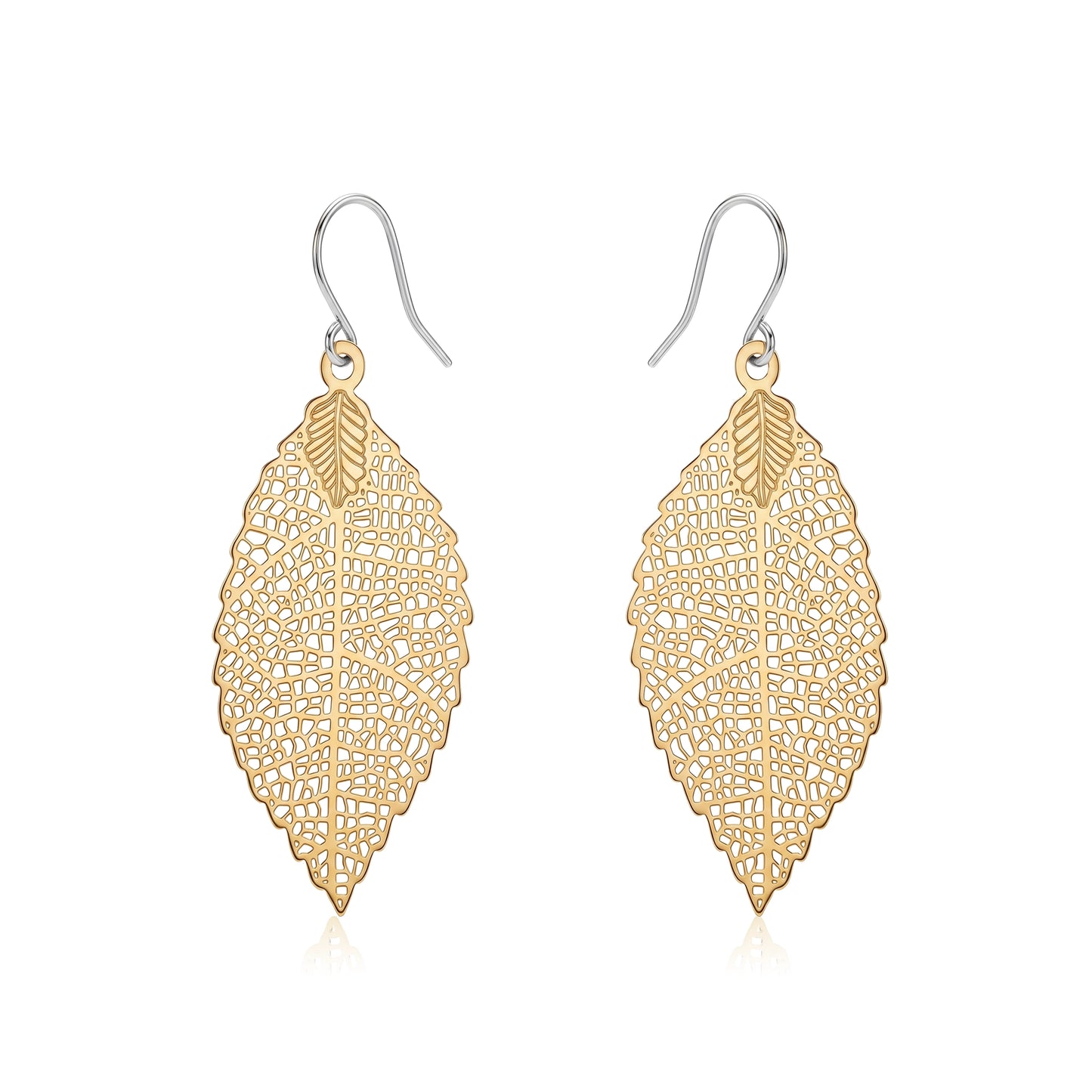 Gold Disc Leaf Earring