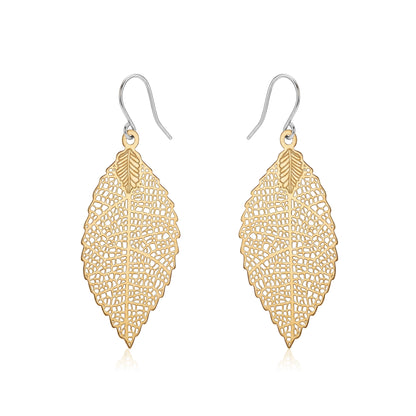 Gold Disc Leaf Earring