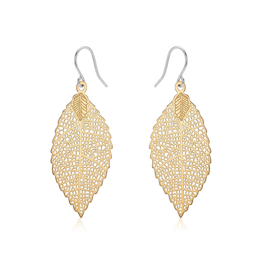 Gold Disc Leaf Earring