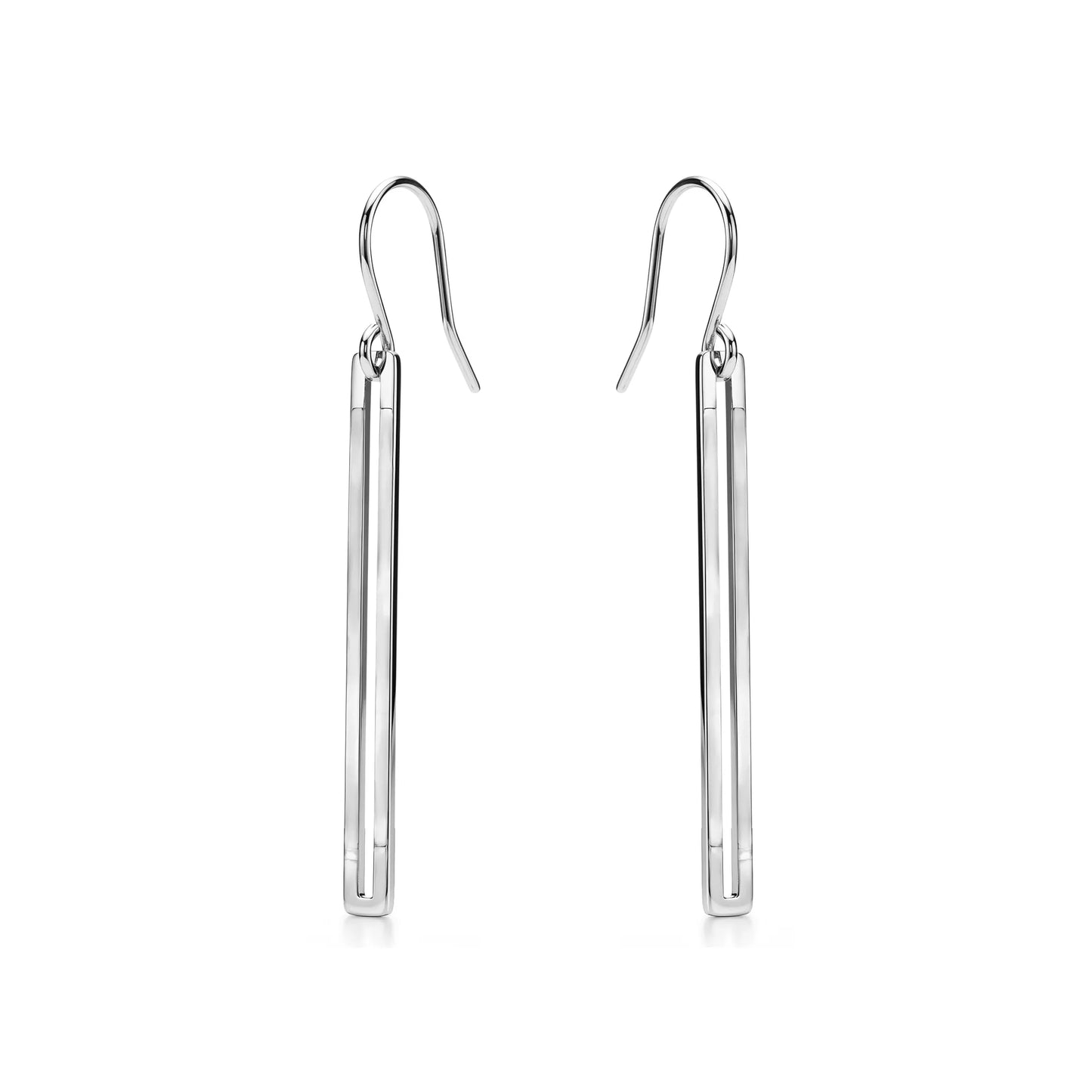 Gold Or Silver Narrow Rectangular Loop Earring