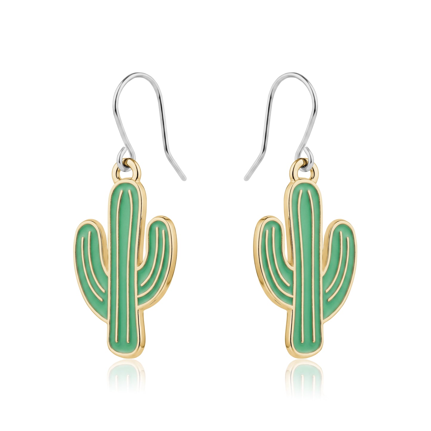 Cactus titanium earrings green on a white  background