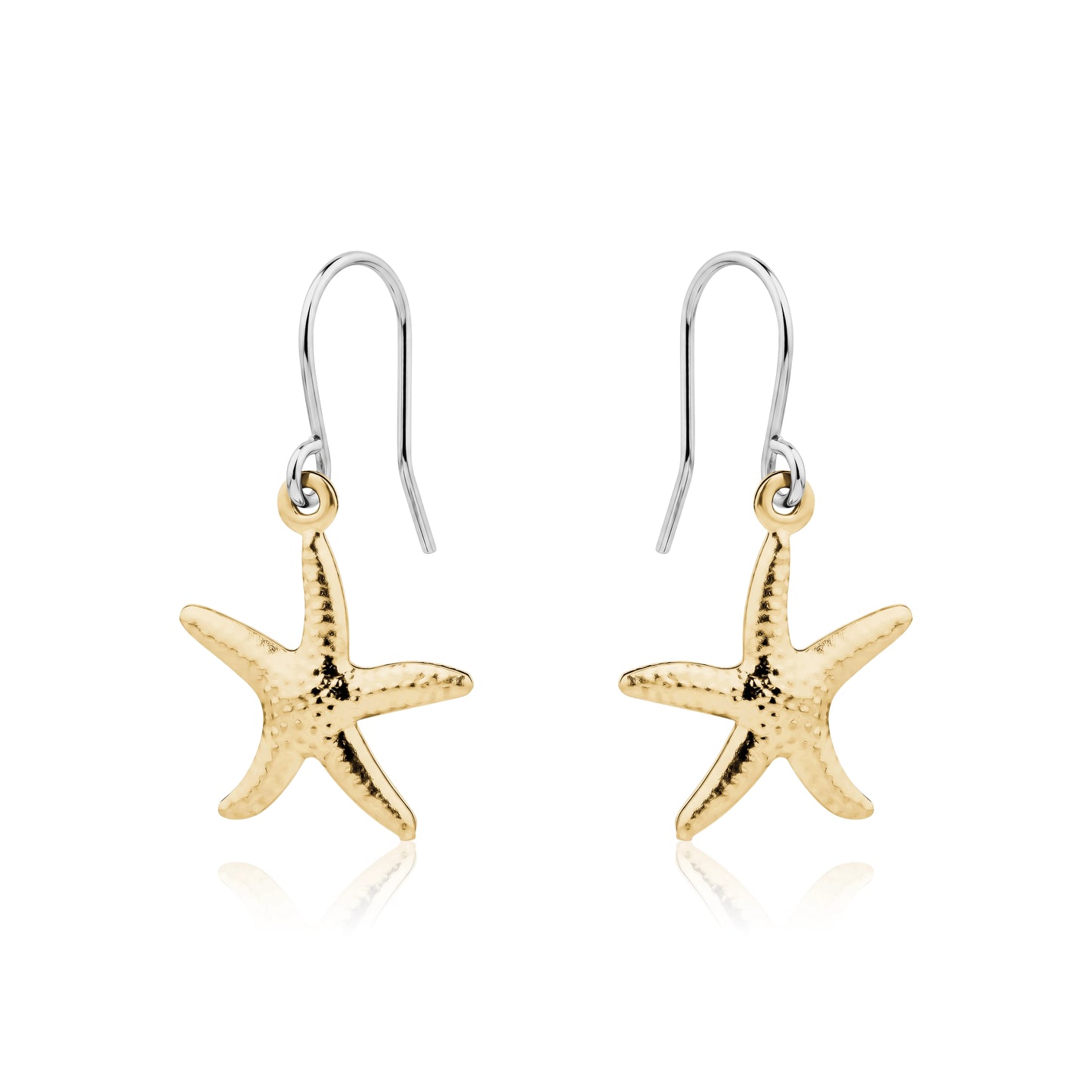Starfish Charm earrings titanium on a white background