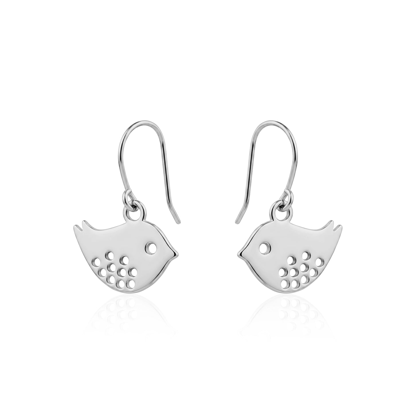 Ttianium songbird-shaped earrings on a white background