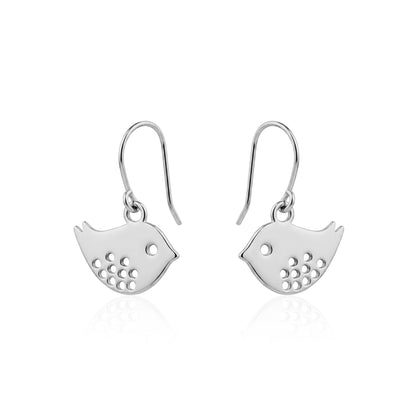 Ttianium songbird-shaped earrings on a white background