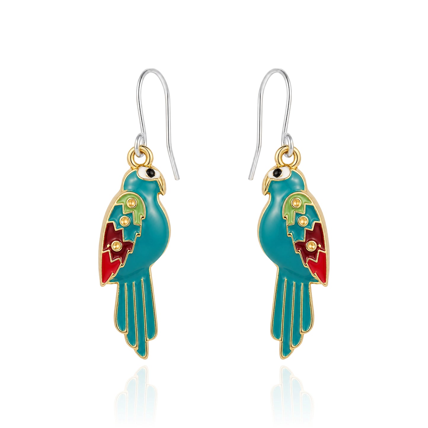 Bird of Paradise Earrings with titanium hook on a white background