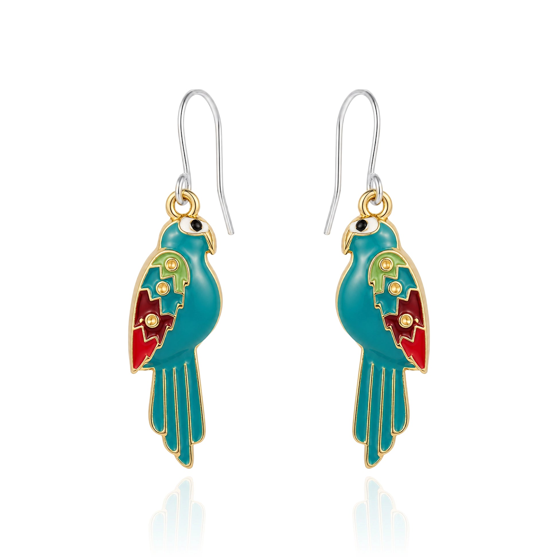 Bird of Paradise Earrings with titanium hook on a white background