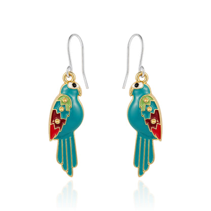 Bird of Paradise Earrings with titanium hook on a white background