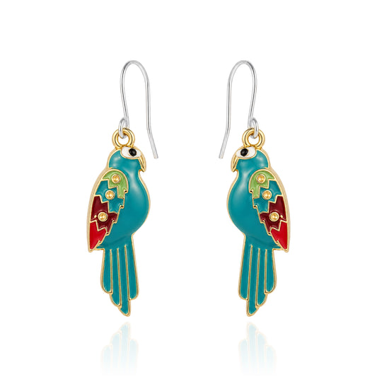 Bird of Paradise Earrings with titanium hook on a white background