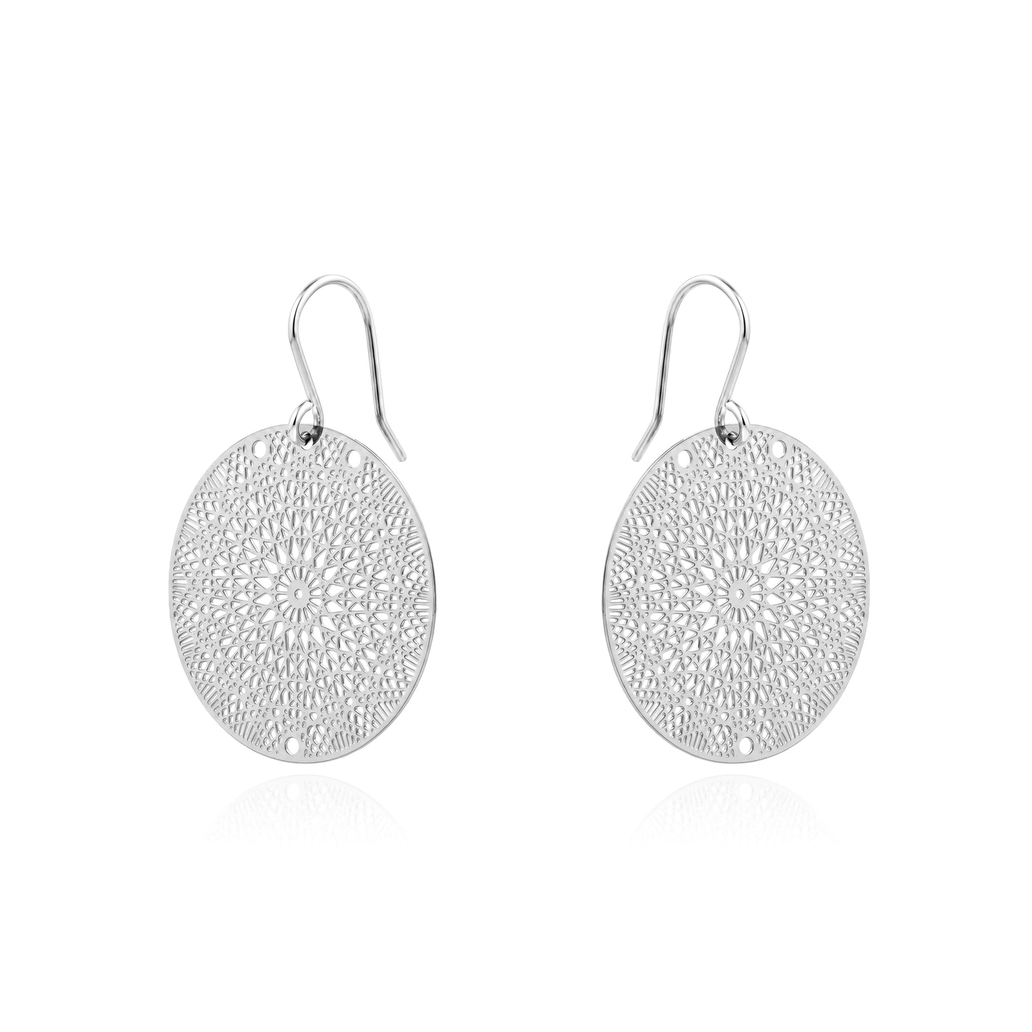 Silver Geometric Disc Earrings