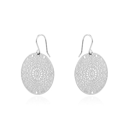 Silver Geometric Disc Earrings
