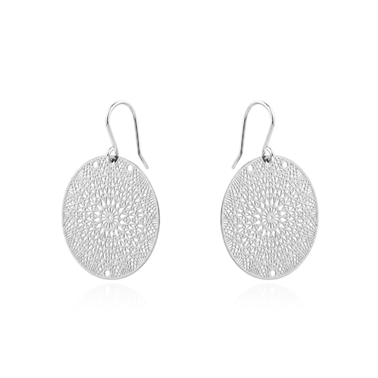 Silver Geometric Disc Earrings