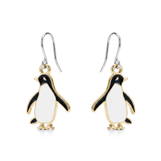 penguin hypoallergenic titanium earrings on a white background