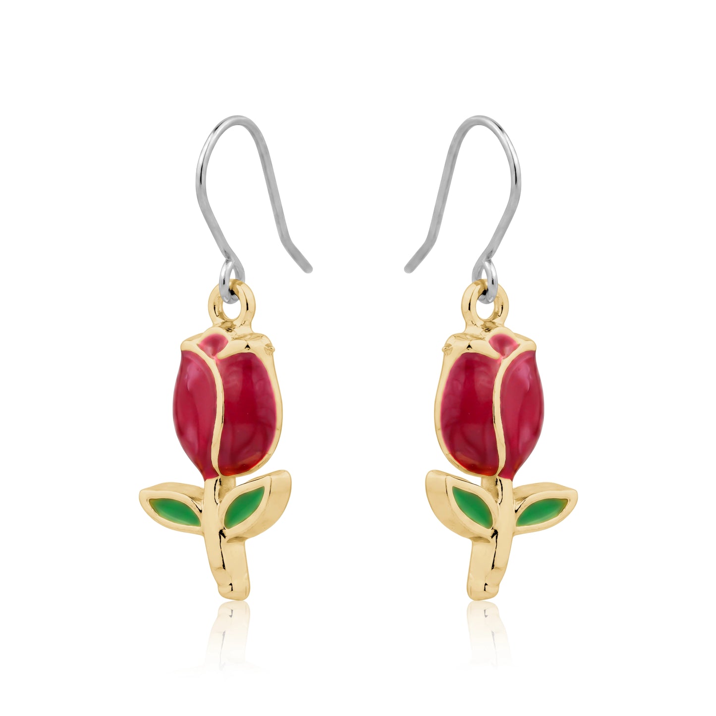 Tulip earrings titanium on a white background