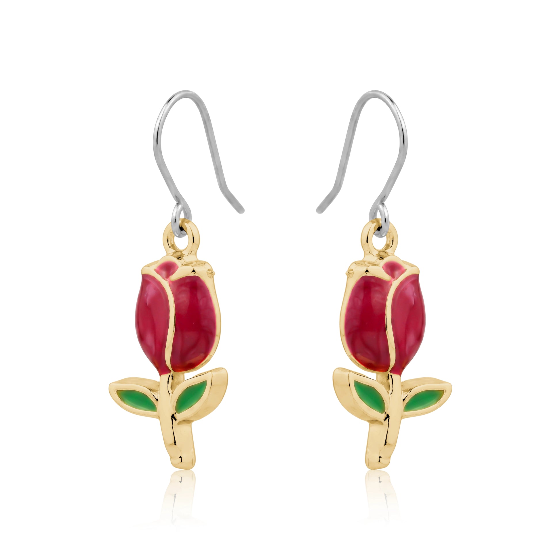 Tulip earrings titanium on a white background