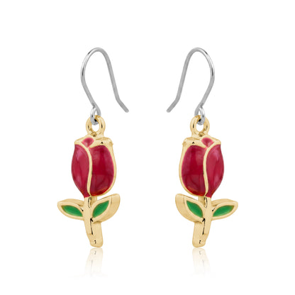 Tulip earrings titanium on a white background