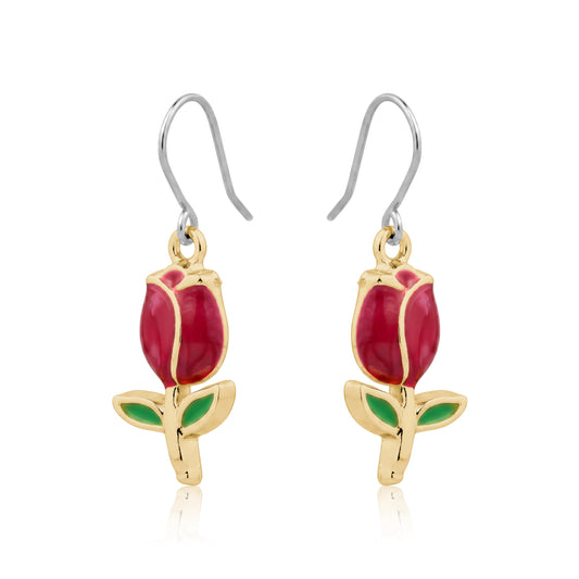 Tulip earrings titanium on a white background