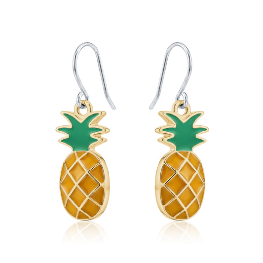 Pineapple Charm earrings with a titanium hook on a white background