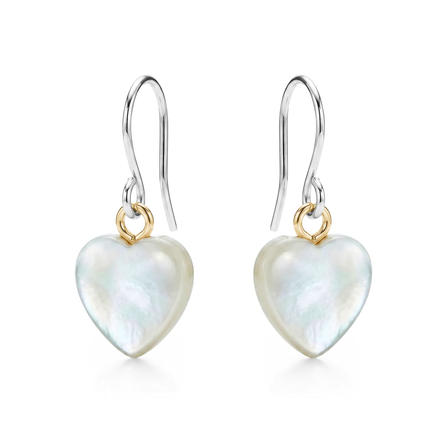 Translucent Heart Earrings with titanium hook. on a white background