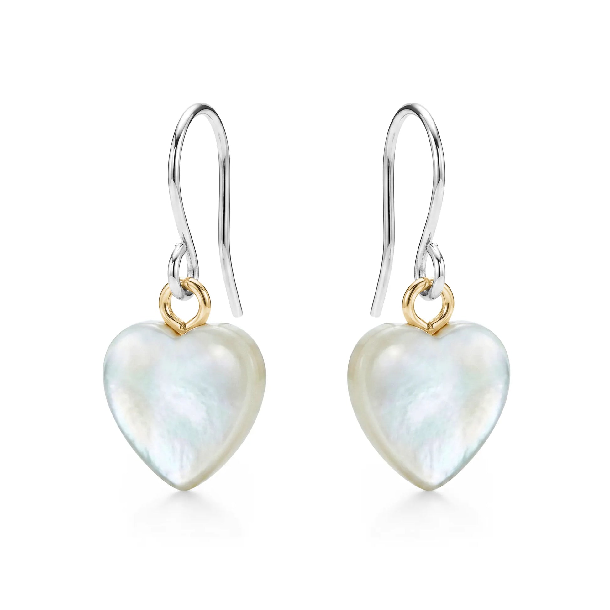 Translucent Heart Earrings with titanium hook. on a white background