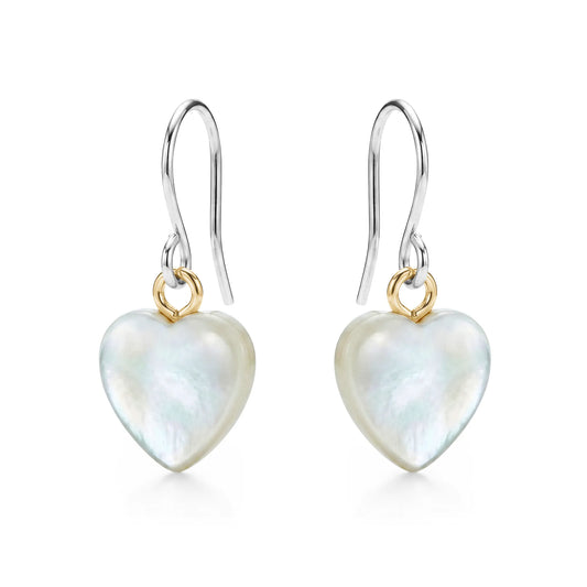 Translucent Heart Earrings with titanium hook. on a white background