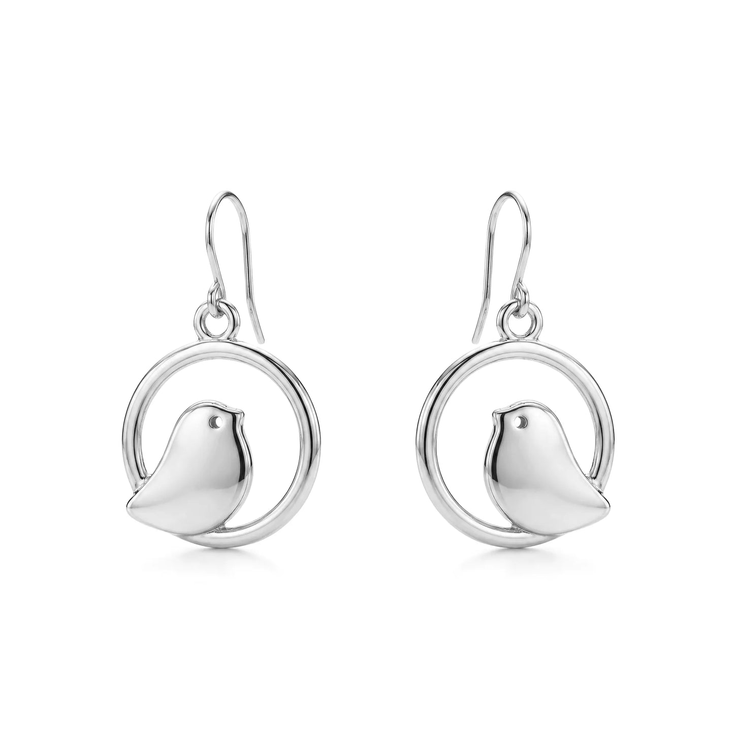 Nightingale Charm earrings with a titanium hook on a white background