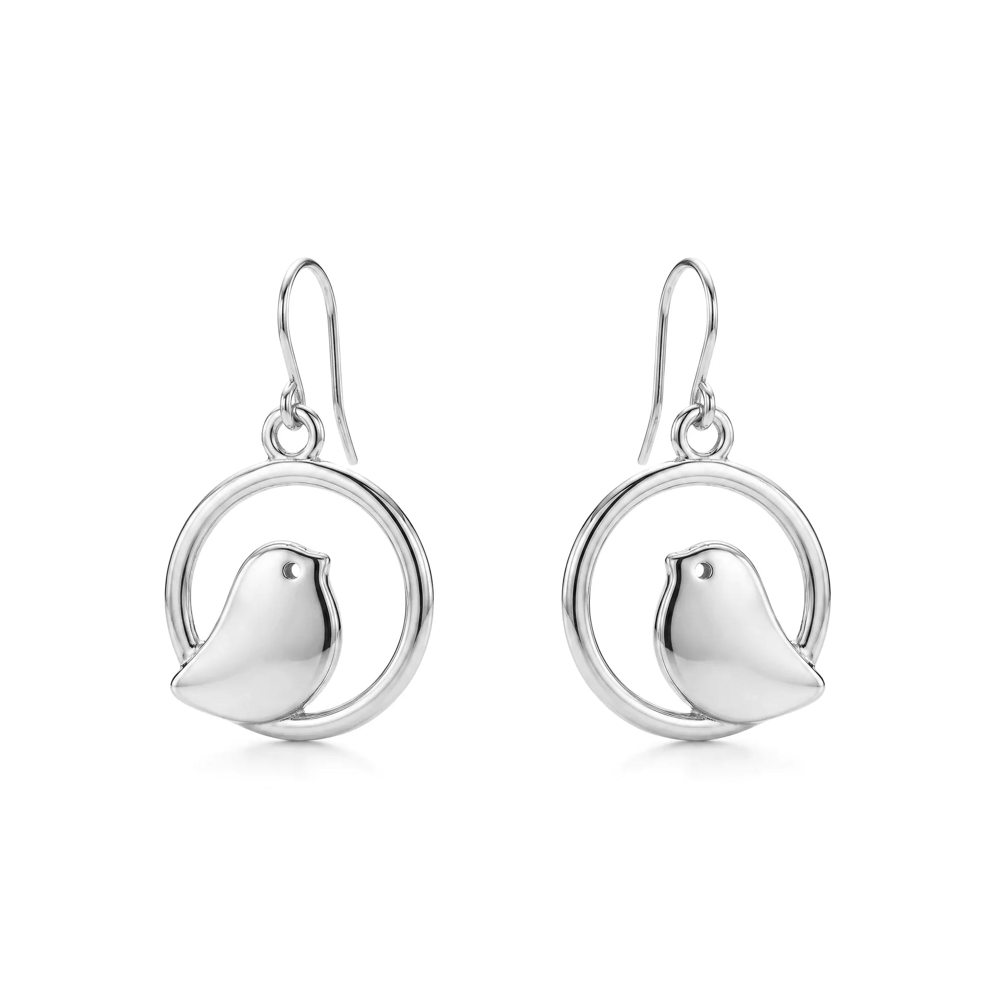 Nightingale Charm earrings with a titanium hook on a white background