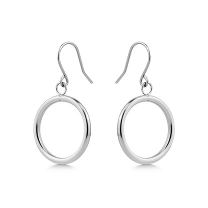 Pair of 20 mm titanium hoop earrings on a white background