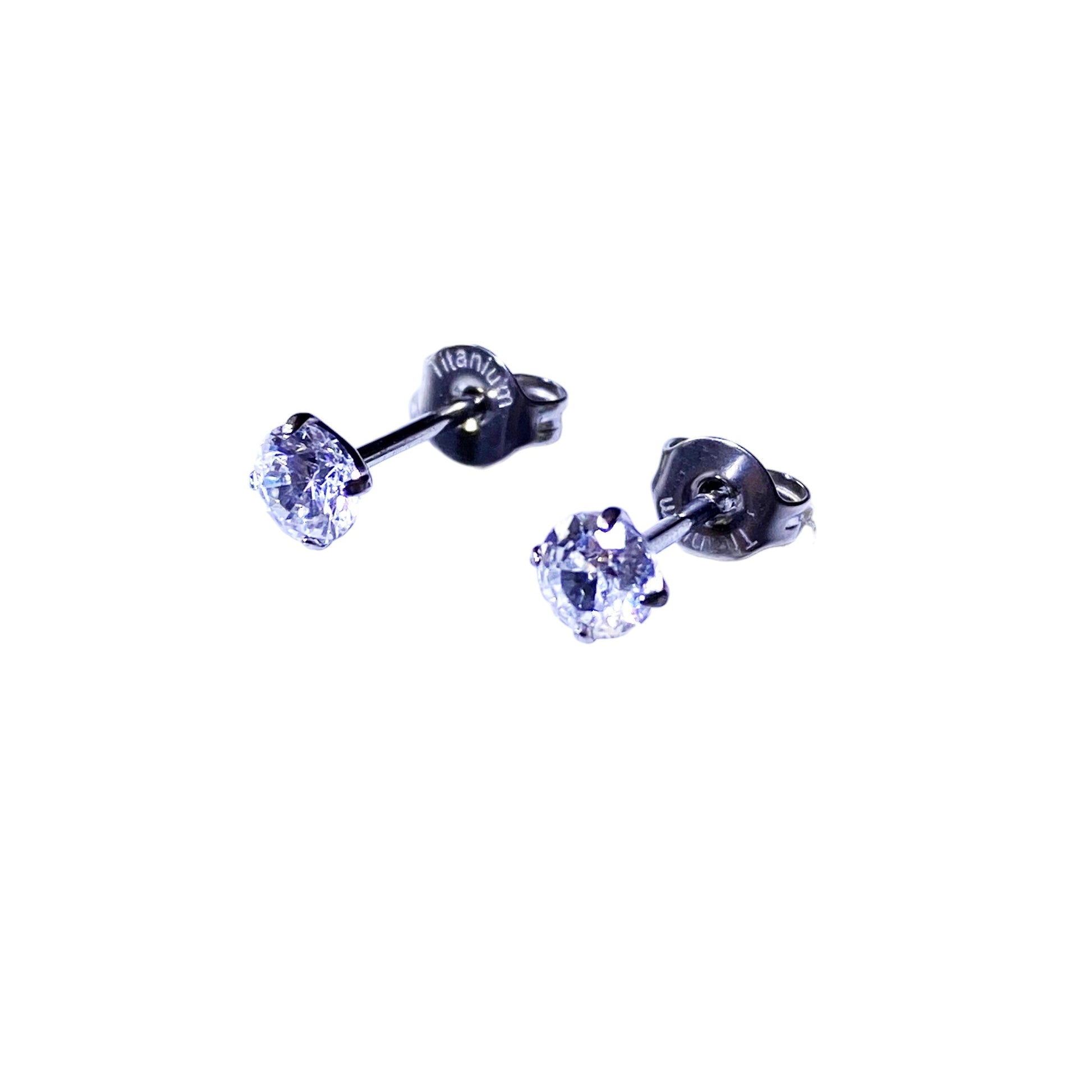 Diamond Gem Titanium Studs 4mm standard fit. 