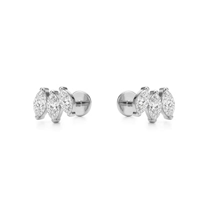 Titanium triple diamond gem flat back stud on a white background
