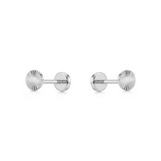 Pair of titanium stud flat back push in earrings on a white background