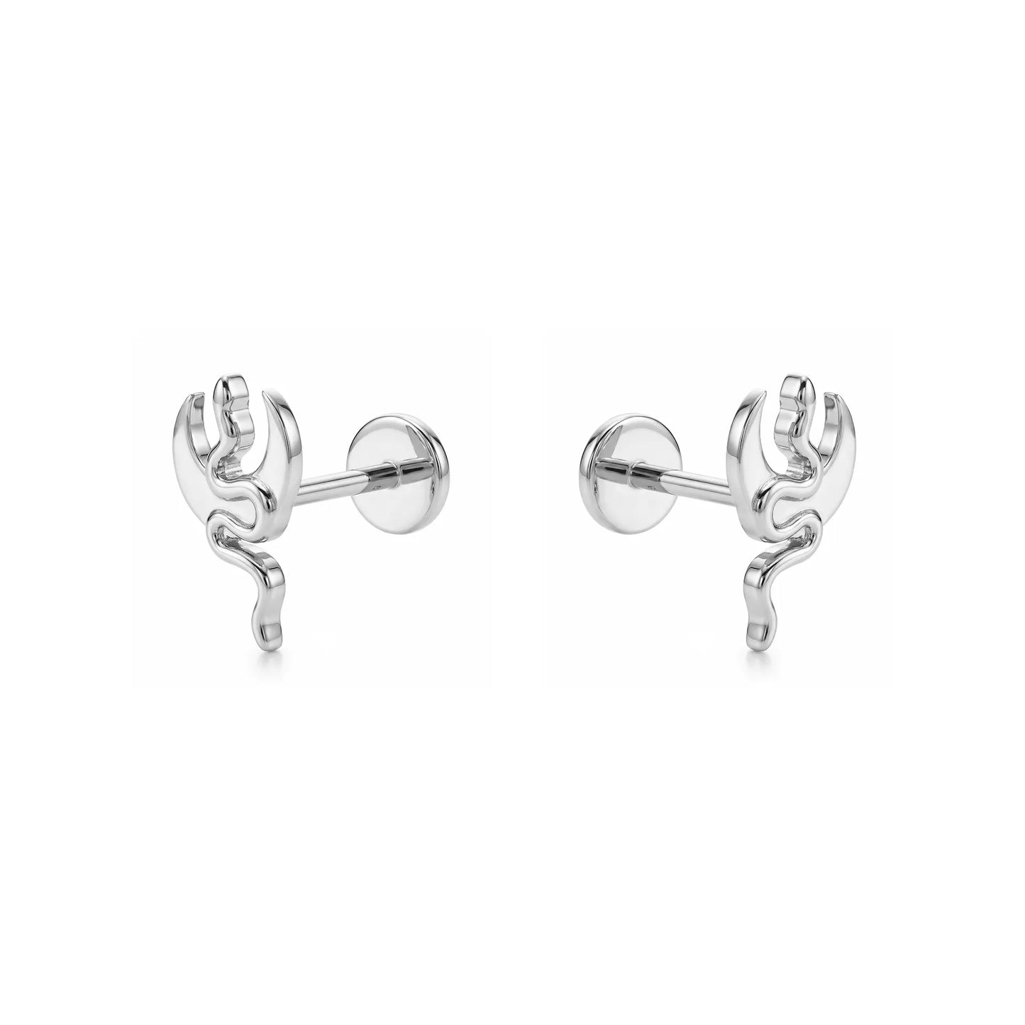 Pair of titanium flat back push in earrings on a white background
