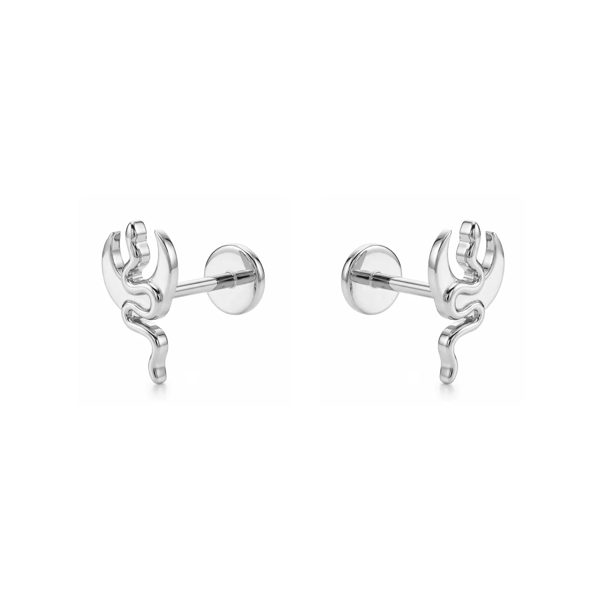 Pair of titanium flat back push in earrings on a white background