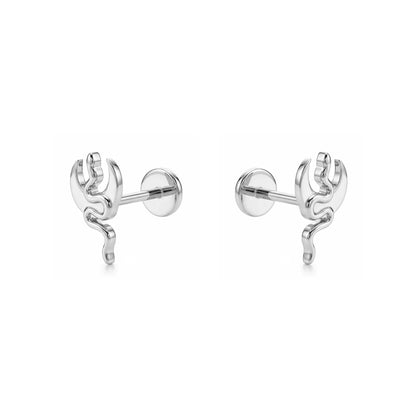 Pair of titanium flat back push in earrings on a white background