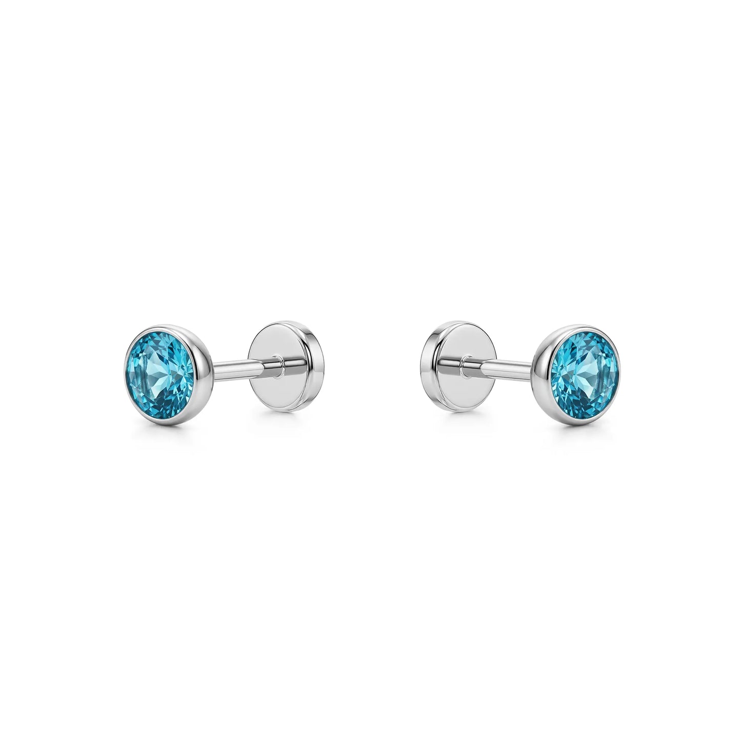 Aqua titanium 4 mm zirconium flatback  studs on a white background