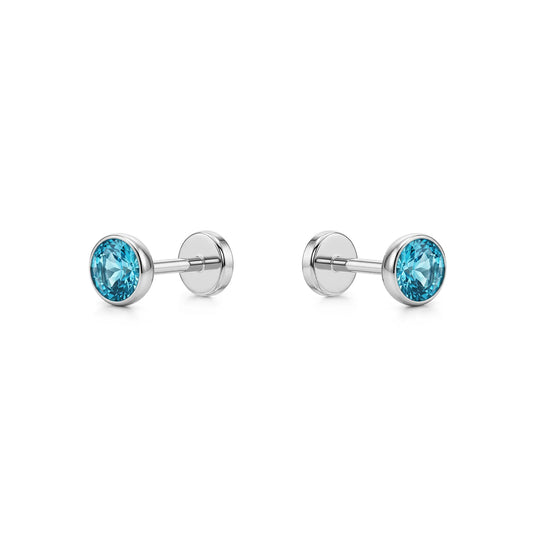 Aqua titanium 4 mm zirconium flatback  studs on a white background