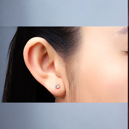 champagne titanium 4 mm zirconium flatback  stud on a white woman
